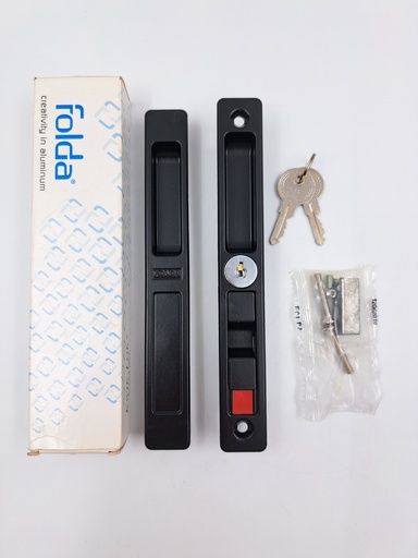 [Alum-99F07C-Folda-BLK] Two Face Lock With Key (Black)