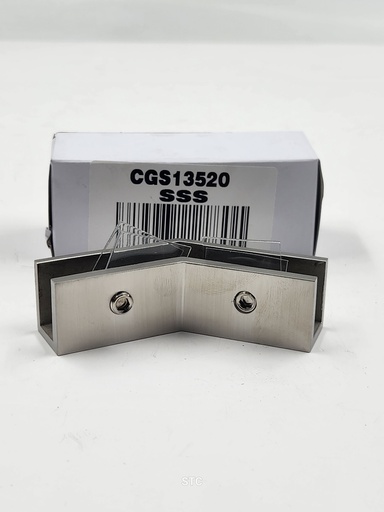 [Glass-Accessories-NoCut-Clamp-135-2-Double-SS304-SSS] 135 degree Double Clamp for Glass (No Cut) (SSS)