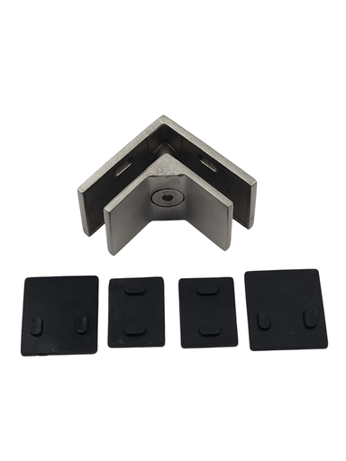 [Glass-Accessories-NoCut-Clamp-090-2-Hollow-Double-Corner-U-Shape-SS304-SSS] 90 Double Corner Clamp for Glass Hollow Inside (No Cut) (SSS)