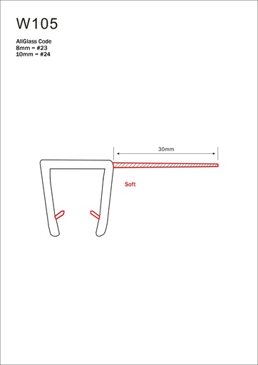 [SEAL-FL-220-Trans-06] F Seal For Glass With fin 30 (Transparent, 6mm, 2.20m)