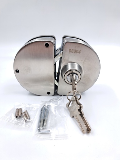 [Glass-Acce-Lock-WithoutCut-GL003-WithGash-SSS] Round Glass Lock Without Glass Cut With Gash (SSS)