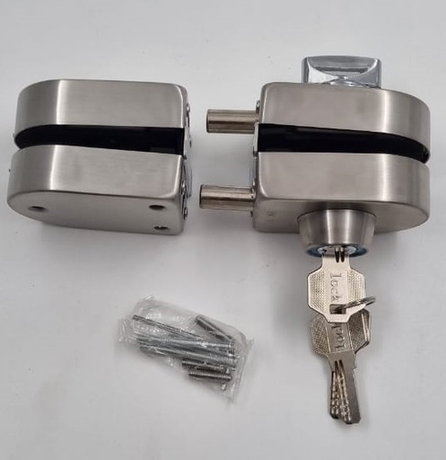 [Glass-Acce-Lock-WithoutCut-GL011-WithGash-SSS] Round Pin Glass Lock Without Glass Cut With Gash